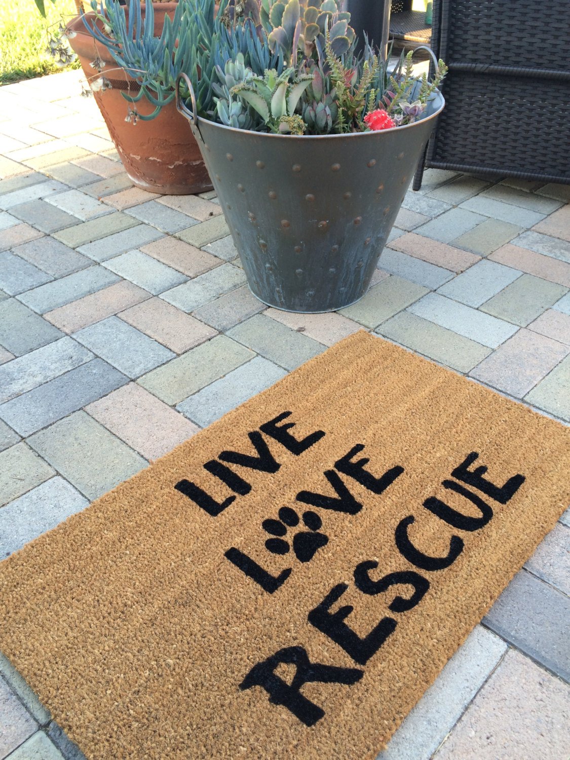 Live Love Rescue Dog / Cat Custom Welcome Mat