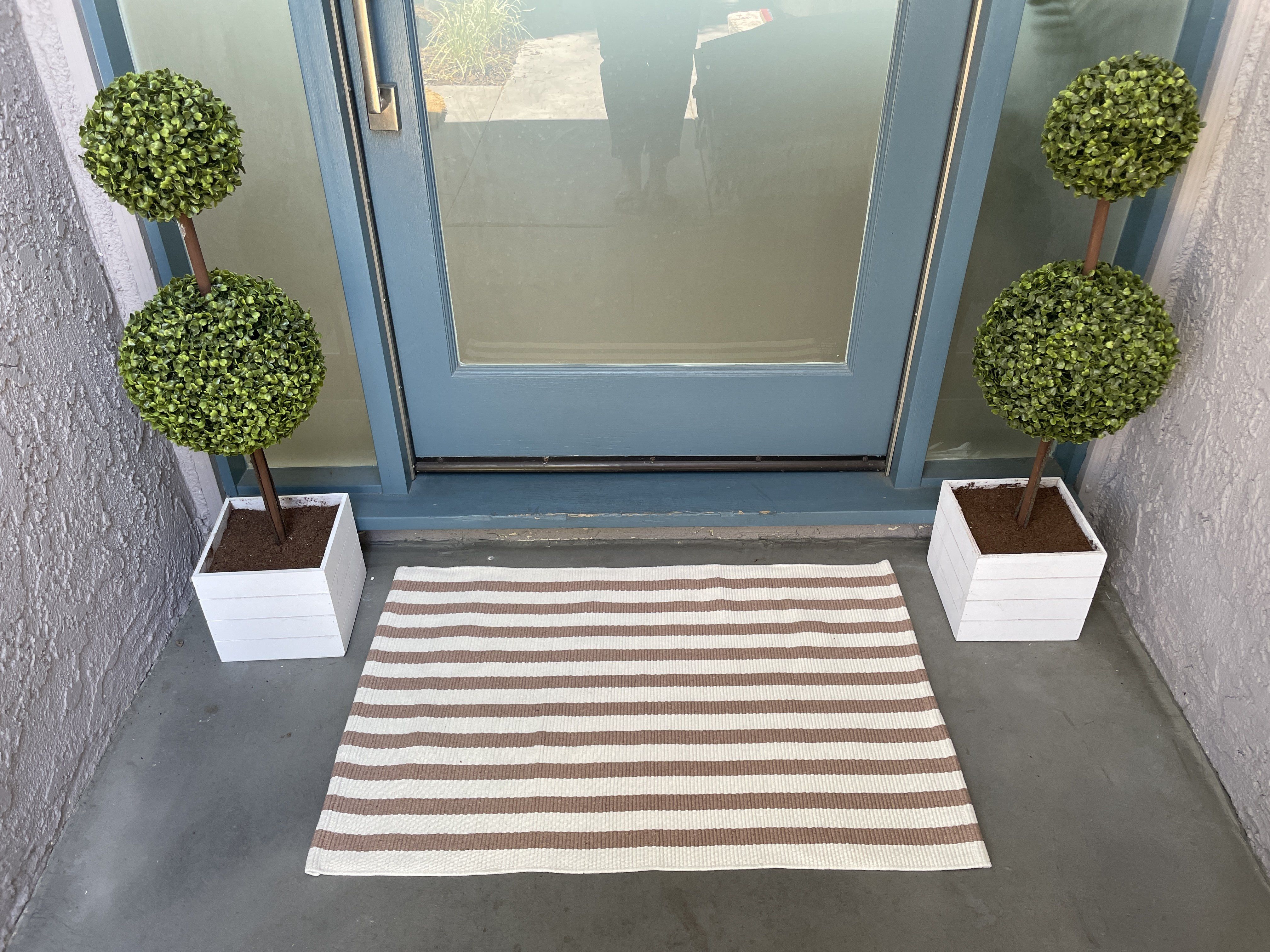 Beige & White Striped Rug  Entryway Rugs by Nickel Designs