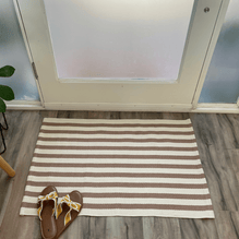 Beige & White Striped Rug  Entryway Rugs by Nickel Designs