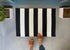 Black and White Striped Accent Rug