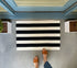 Black and White Striped Entry Rug