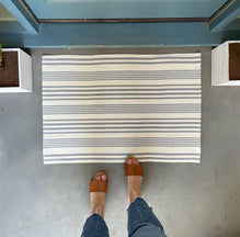 Beige & White Striped Rug  Entryway Rugs by Nickel Designs