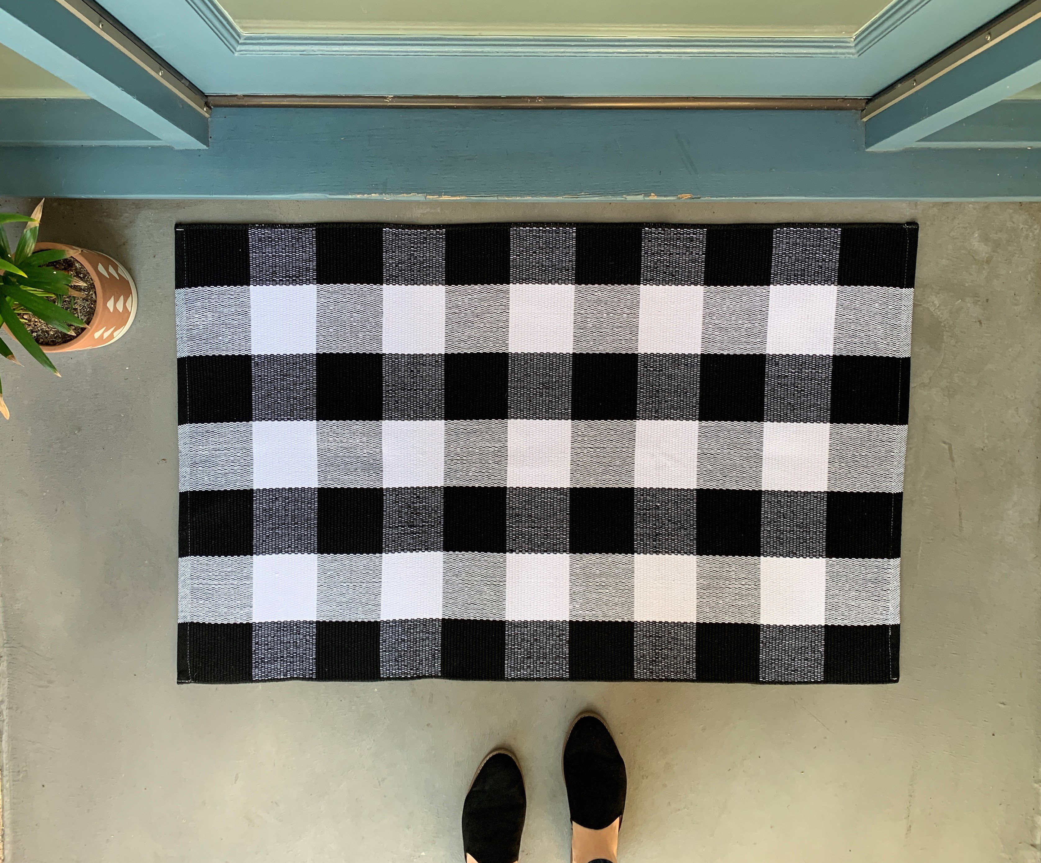 Extra Large Buffalo Plaid Doormat Layering Rug | Large Accent Rug