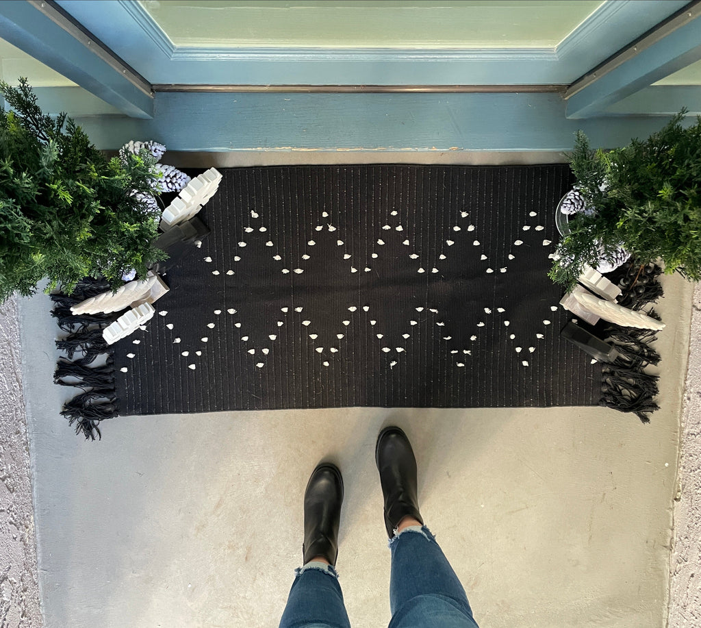 Extra Long Black Accent Rug, 24x52 inches | Doormat Layering Rugs