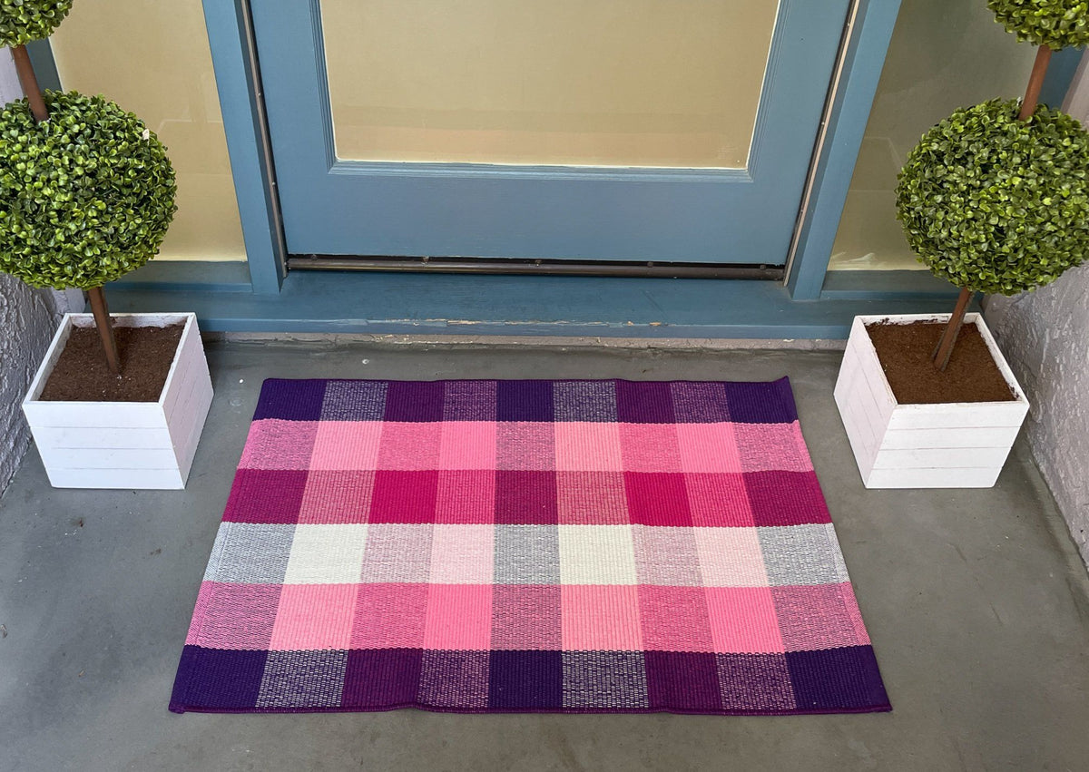 Pink and Purple Buffalo Check Rug | Entryway Rugs | Nickel Designs