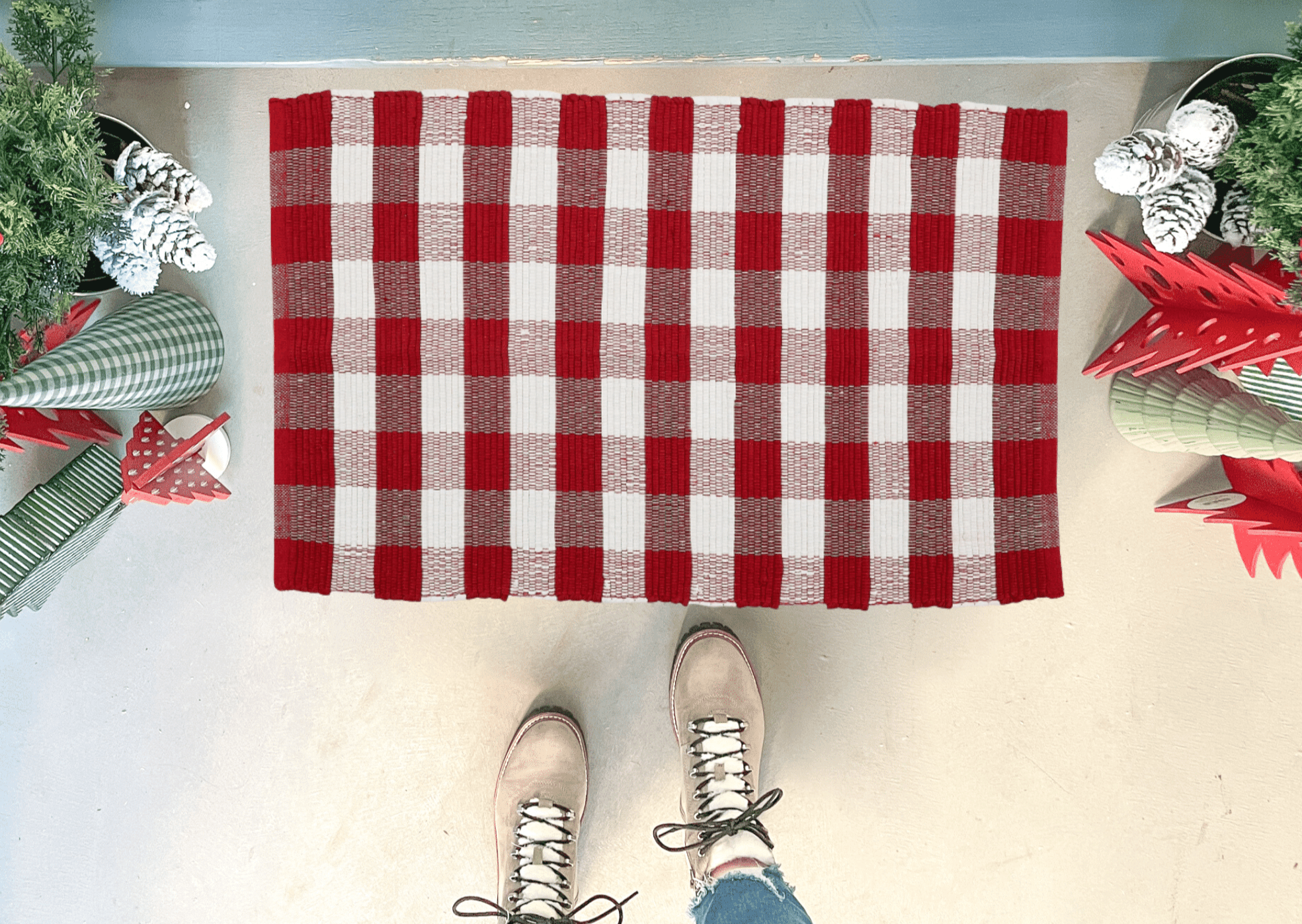 Red and White Buffalo Check Rag Rug | Accent Rugs by Nickel Red and White Buffalo Check Rag Rug | Accent Rugs by Nickel