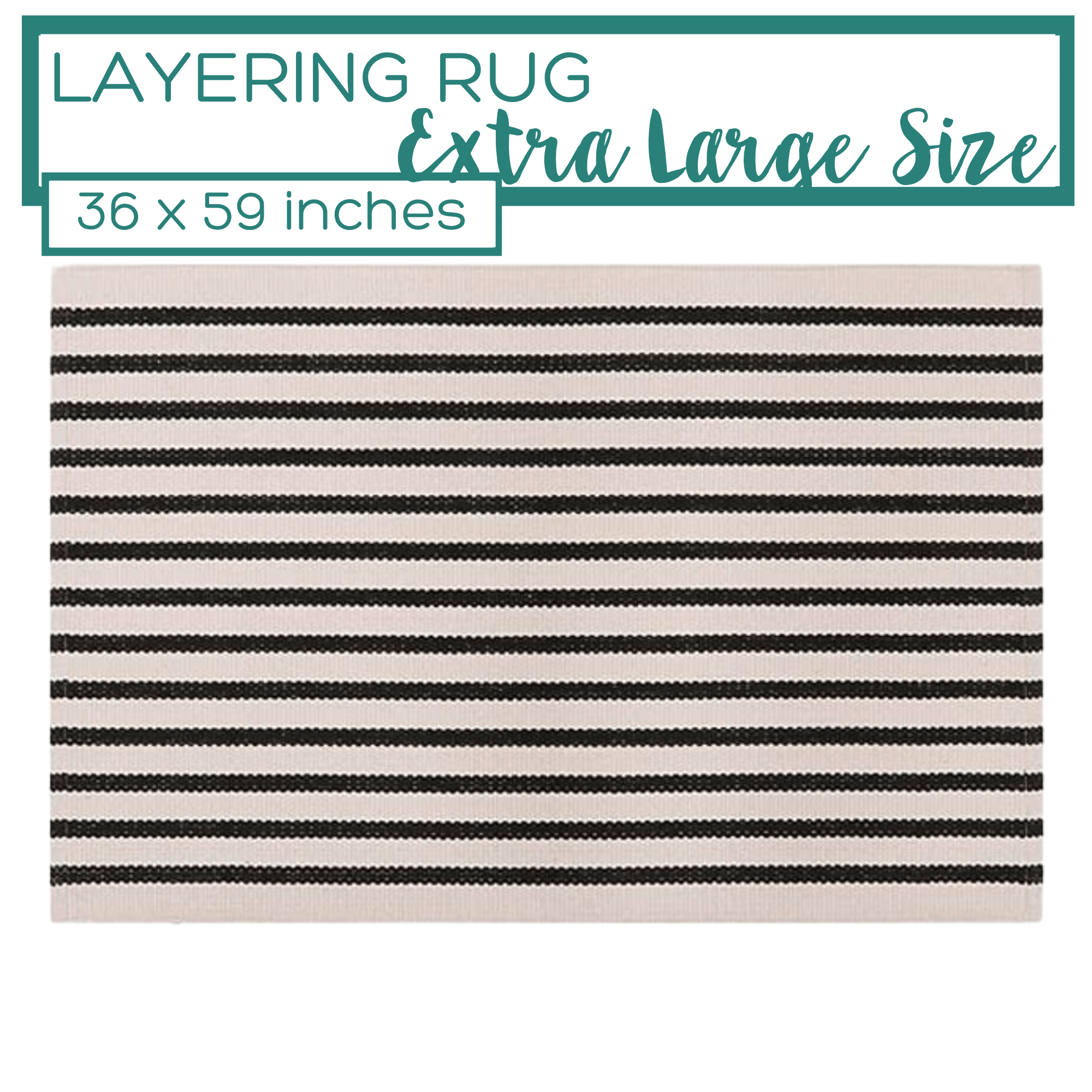 Black and White Striped Rug Layered Door Mat Underlay Accent Rug fits Under  18 X 30 or 24 X 36 Mat Large Door Mat Woven Rug 
