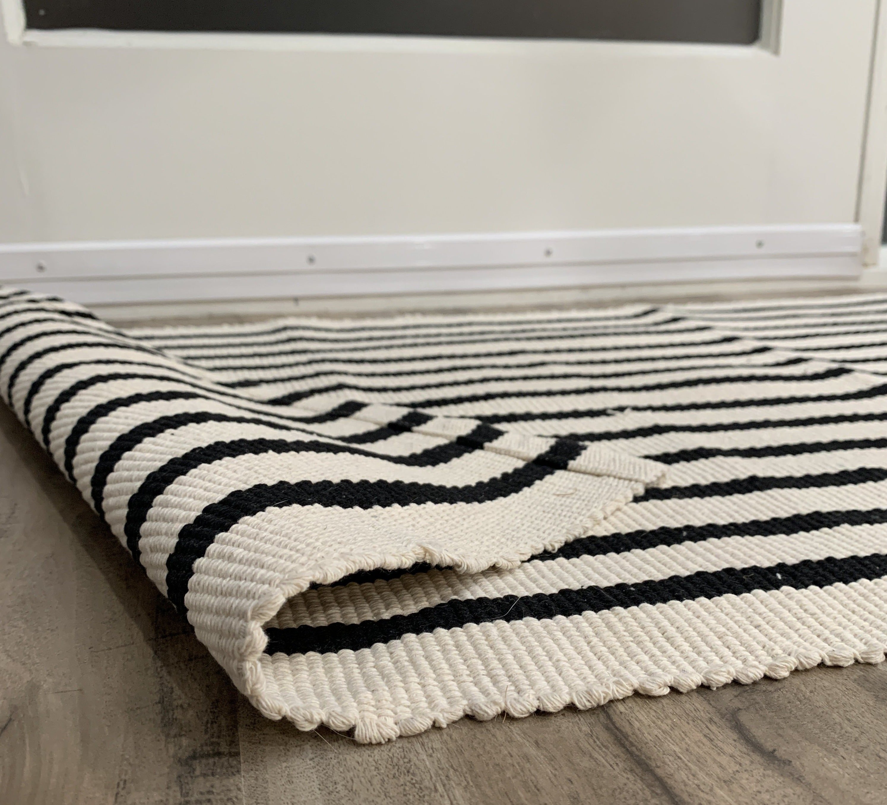 Striped Doormat Layering Rug
