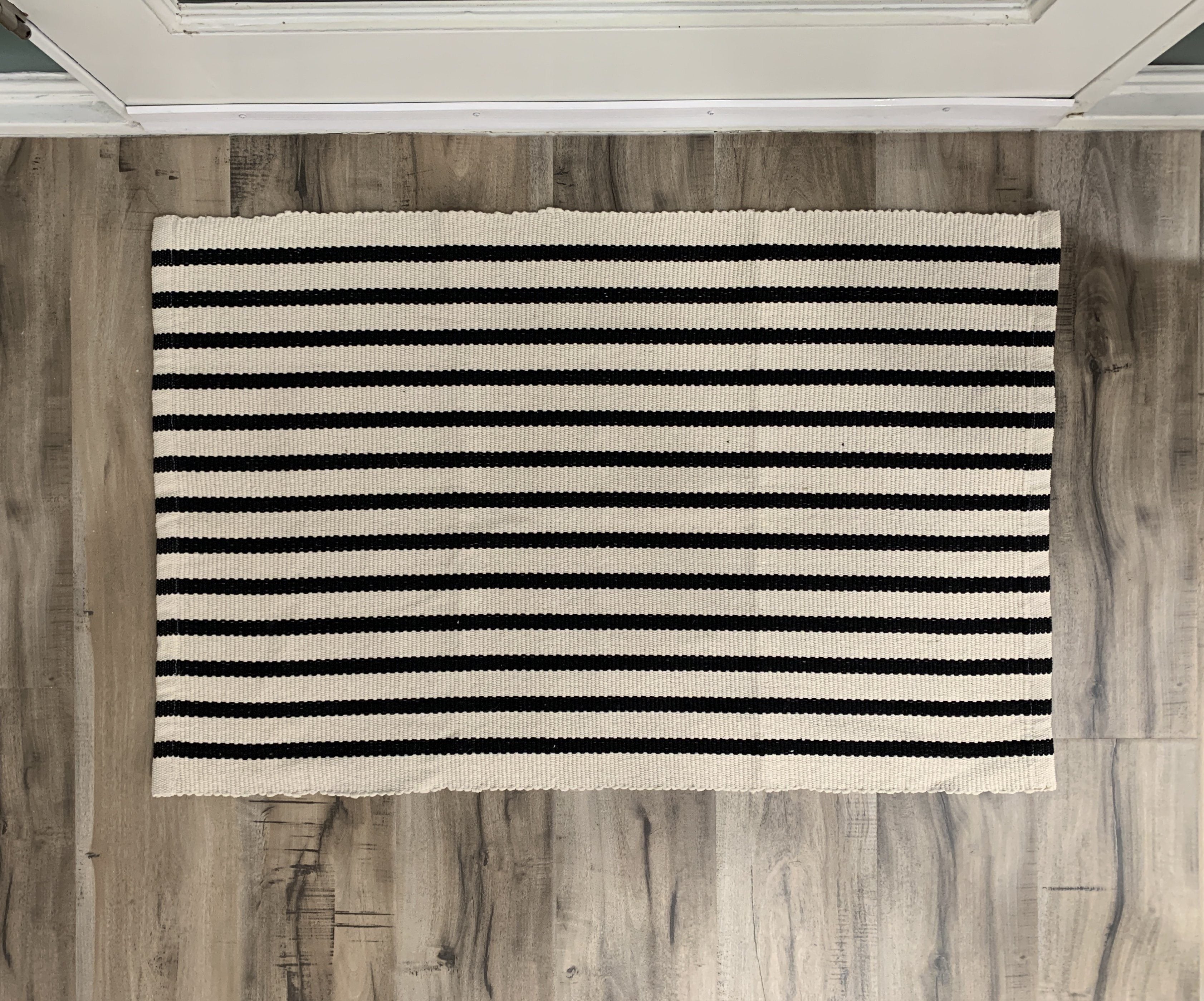 Striped Doormat Layering Rug